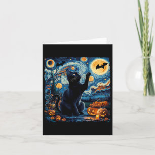 Halloween Van Gogh' Starry Night Black Cat Pumpkin Karte