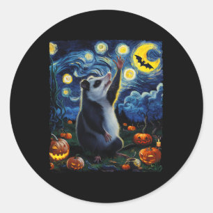 Halloween Van Gogh' Starry Night Opossum Pumpkins Runder Aufkleber