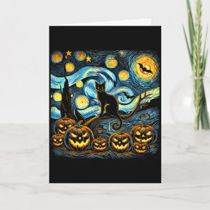 Halloween Van Gogh Sternennacht Kürbis Schwarze Ka Karte