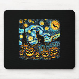 Halloween Van Gogh Sternennacht Kürbis Schwarze Ka Mousepad