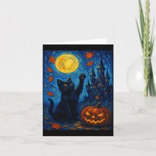 Halloween Van Gogh Sternennacht schwarze Katze Kür Karte