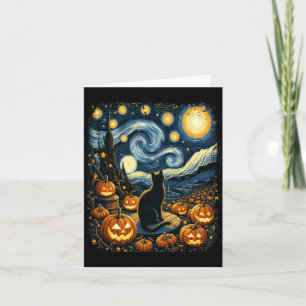 Halloween Van Gogh Sternennacht schwarze Katze Kür Karte