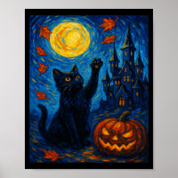Halloween Van Gogh Sternennacht schwarze Katze Kür