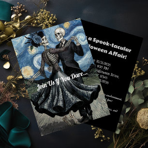 Halloween Van Gogh Sternennacht Skelette tanzen Einladung