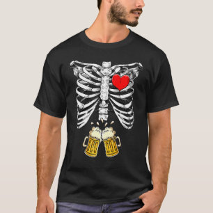 Halloween Vater Skeleton Schwangerschaft Biertrink T-Shirt