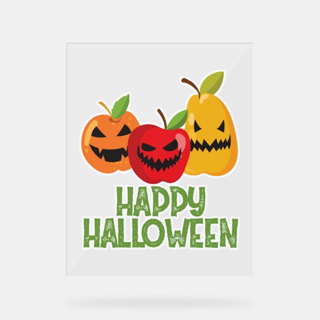 Halloween Vegan Happy Halloween Pumpkin Vegetarian Acrylschild (Vorderseite)
