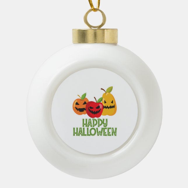 Halloween Vegan Happy Halloween Pumpkin Vegetarian Keramik Kugel-Ornament (Vorderseite)