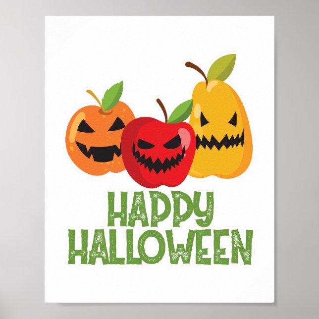 Halloween Vegan Happy Halloween Pumpkin Vegetarian Poster (Vorne)