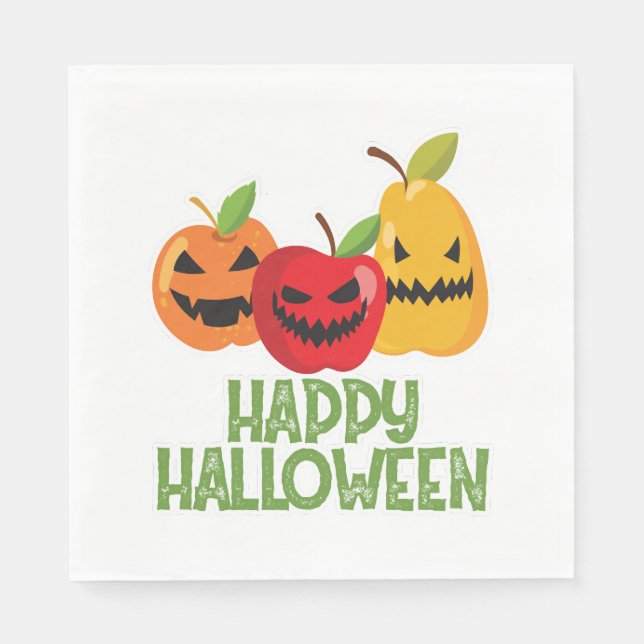 Halloween Vegan Happy Halloween Pumpkin Vegetarian Serviette (Vorderseite)
