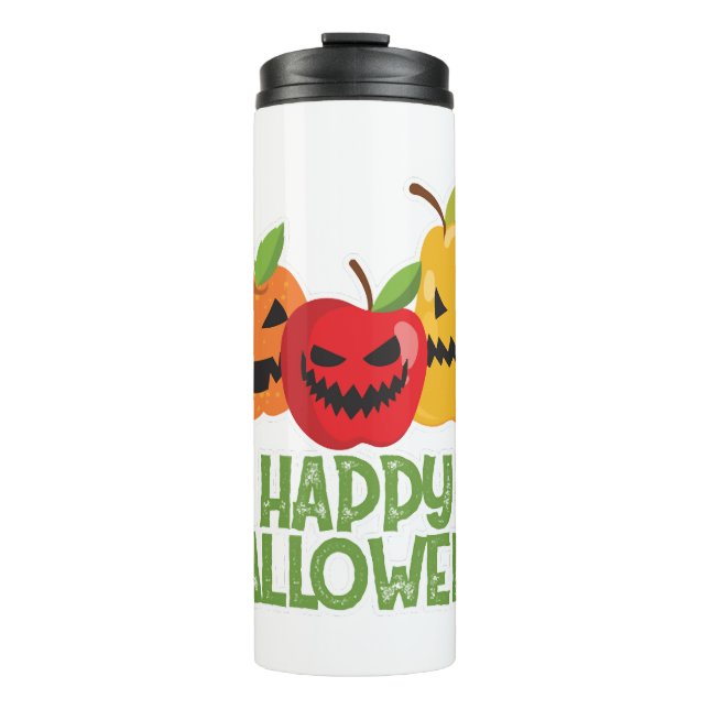 Halloween Vegan Happy Halloween Pumpkin Vegetarian Thermosbecher (Vorderseite)