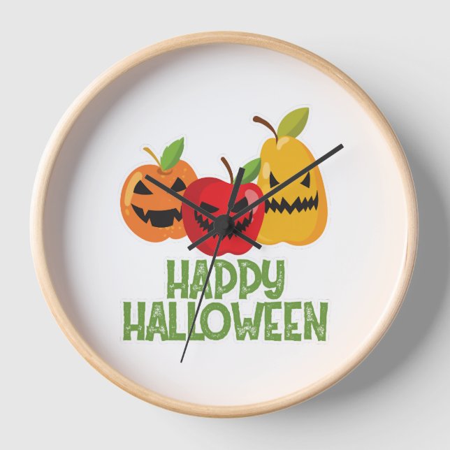 Halloween Vegan Happy Halloween Pumpkin Vegetarian Uhr (Vorderseite)