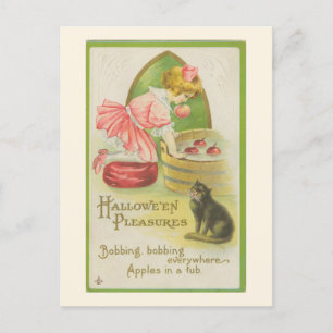 Hallowe'en Vergnügen Apfel-Bobbing Vintage Postkarte