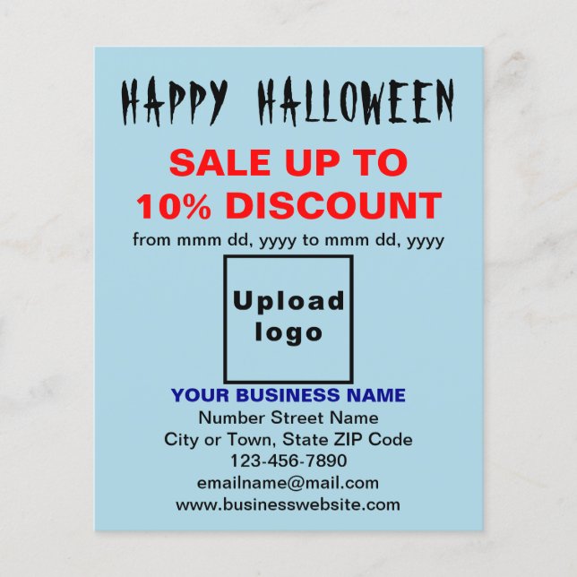 Halloween-Verkauf auf hellblauen Flyer (Vorne)