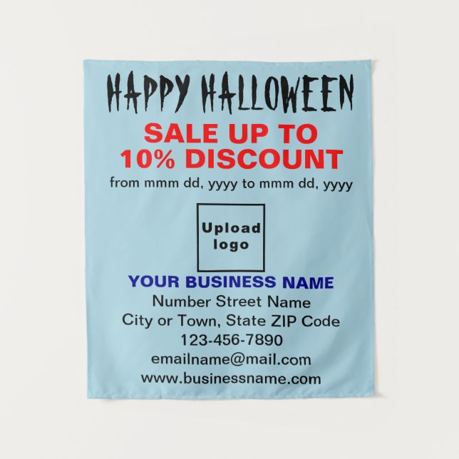 Halloween-Verkauf für Unternehmen auf hellblauen T Wandteppich (Vorderseite)
