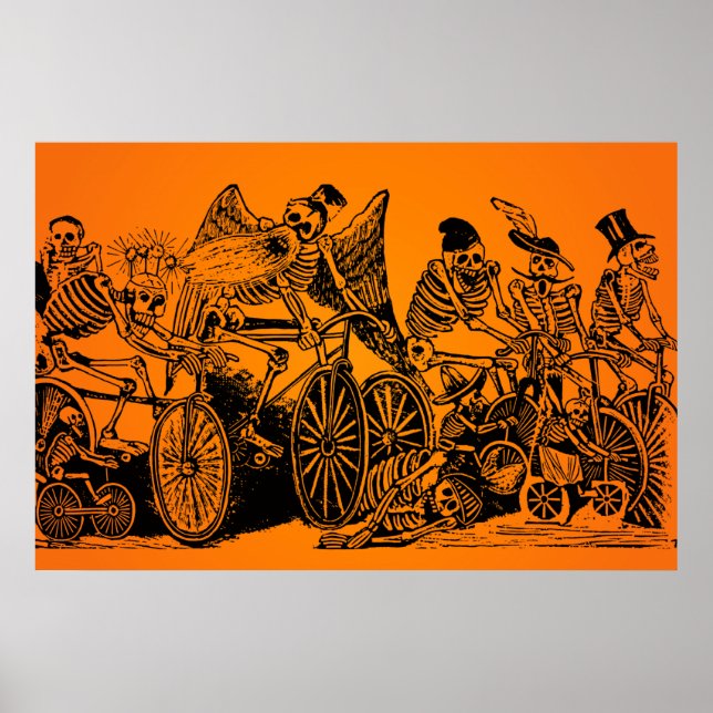 HALLOWEEN VERKAUF! Skeleton Cyclists von J. Posada Poster (Vorne)