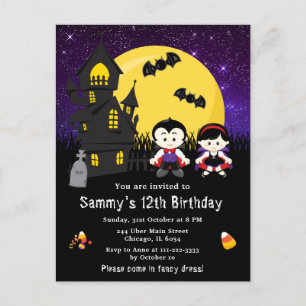 Halloween-Verkleidung Geburtstag Vampire Lila Postkarte