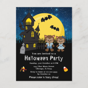 Halloween-Verkleidungsparty Werwolf Blau Postkarte
