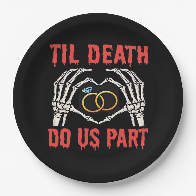 Halloween Verlobung Til Death Do us Part Pappteller (Vorderseite)