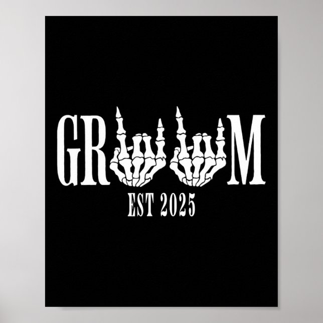 Halloween Verlobung Wedding Bride Groom Skeleton Poster (Vorne)