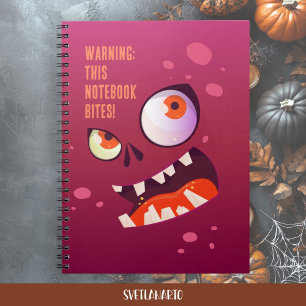 Halloween Verrückte Zombie-Gesichtsspiralheft Notizblock