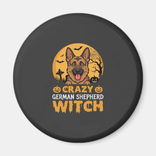 Halloween Verrücktes Deutsches Schäferhund Hexen D Magnet