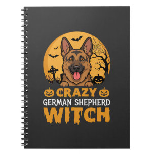Halloween Verrücktes Deutsches Schäferhund Hexen D Notizblock