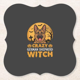 Halloween Verrücktes Deutsches Schäferhund Hexen D Untersetzer