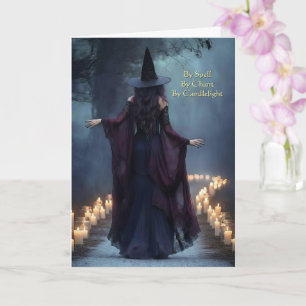 Halloween Verzauberhexe mit Kerzen Karte
