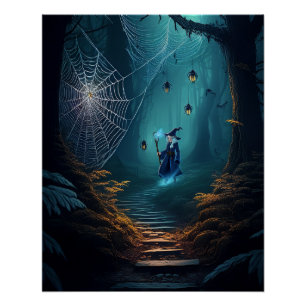Halloween verzaubernder Spinnens Zauberer Poster