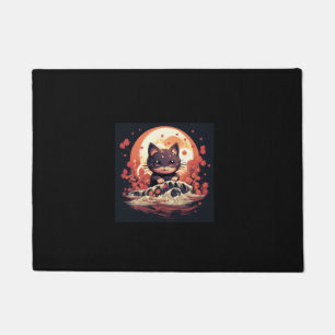 Halloween-Verzauberung_ Schwarze Katze, Pumpkins, Fußmatte
