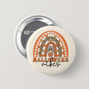 Halloween Vibes Boho Rainbow Fall Halloween Button