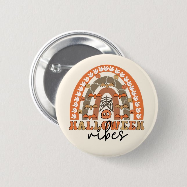 Halloween Vibes Boho Rainbow Fall Halloween Button (Vorne & Hinten)
