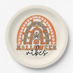 Halloween Vibes Boho Rainbow Fall Halloween Pappteller