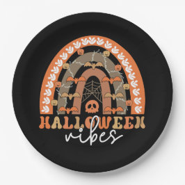 Halloween Vibes Boho Regenbogen Fall Spooky Pappteller