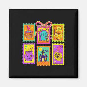 Halloween Vibes Briefmarke Coquette Bow Pumpkin He Magnet