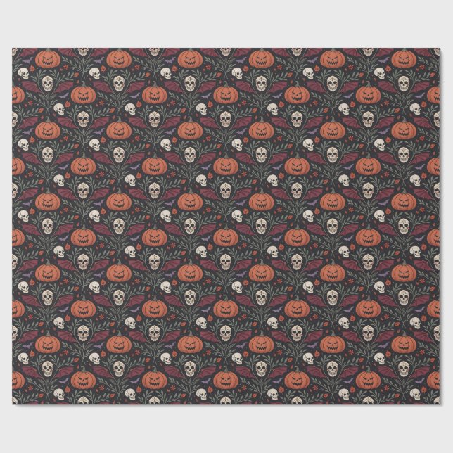 Halloween Vibes Pattern Geschenkpapier (Flach)