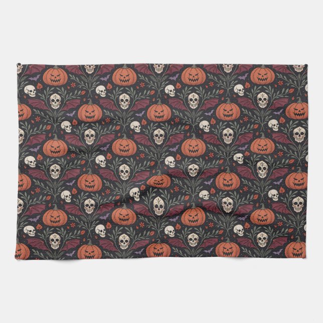 Halloween Vibes Pattern Geschirrtuch (Horizontal)