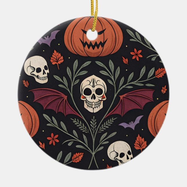 Halloween Vibes Pattern Keramik Ornament (Vorne)
