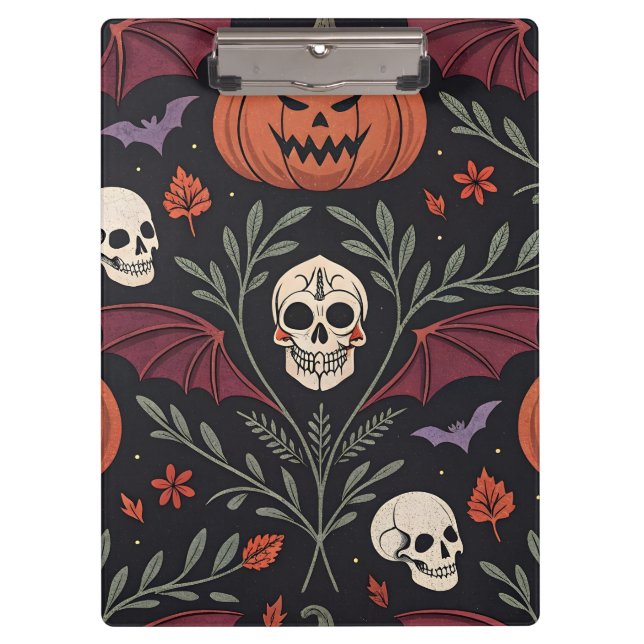 Halloween Vibes Pattern Klemmbrett (Vorderseite)