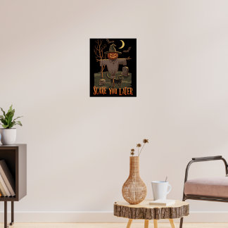 Halloween Vibes - Pumpkin Head Scarecrow Poster