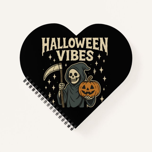 Halloween Vibes Sensenmann - Black Spiral Notizbuch (Vorderseite)