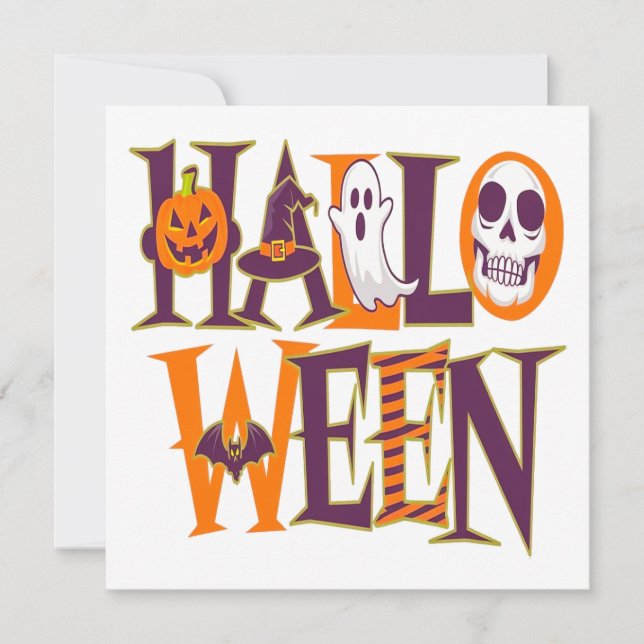 Halloween vibrant colorful einladung (Vorderseite)