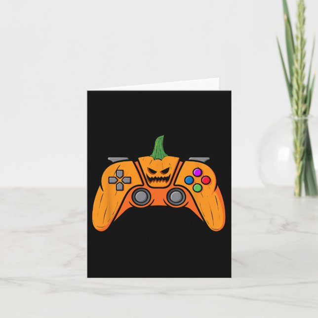 Halloween Videospielcontroller mit Kürbisgesicht Karte (Vorderseite)