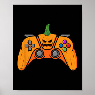 Halloween Videospielcontroller mit Kürbisgesicht Poster