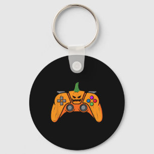 Halloween Videospielcontroller mit Kürbisgesicht Schlüsselanhänger