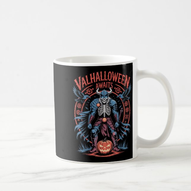 Halloween Viking Warrior - Runen und Ravens - Valh Kaffeetasse (Rechts)