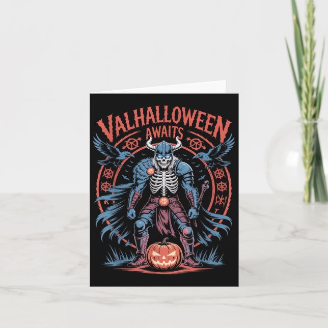 Halloween Viking Warrior - Runen und Ravens - Valh Karte (Vorderseite)