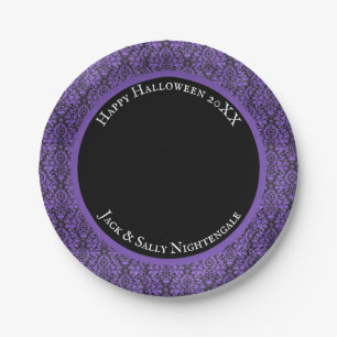 Halloween Viktorianisch Lila & Black Brocade Damas Pappteller