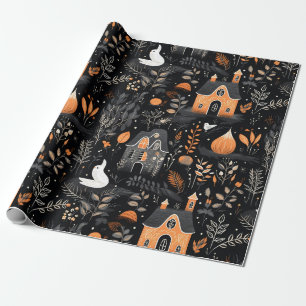 Halloween Village Night Forest Geschenkpapier
