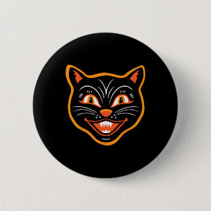 Halloween Vintag Black Cat Button